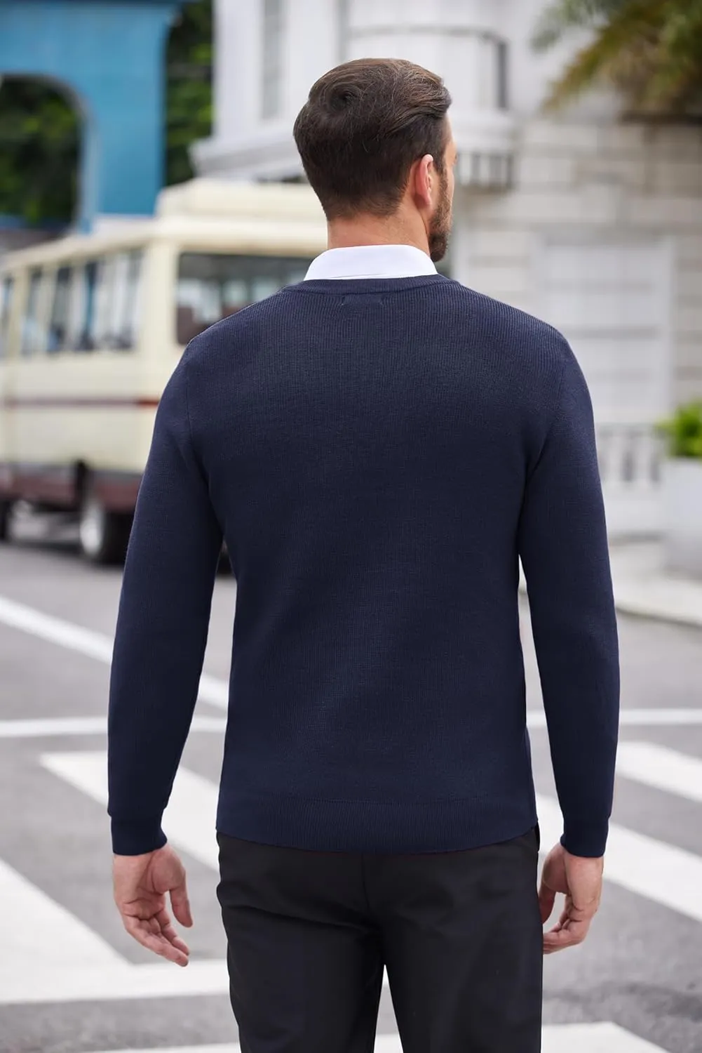 COOFANDY Men V Neck Dress Sweater Knit Long Sleeve Casual Slim Fit Pullover Sweater