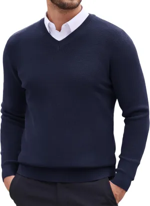 COOFANDY Men V Neck Dress Sweater Knit Long Sleeve Casual Slim Fit Pullover Sweater