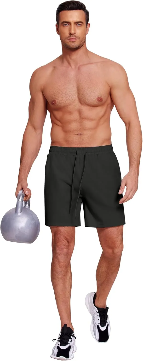 COOFANDY Men's 2 in 1 Running Shorts 2 Pack Athletic Shorts Quick Dry Gym Training Workout Shorts with Pockets