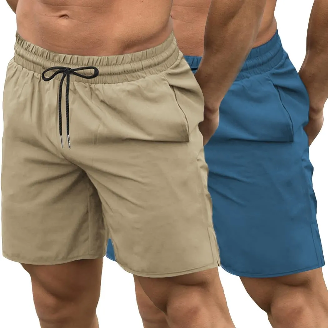 COOFANDY Men's 2 Pack Gym Workout Shorts 7 Inch Quick Dry Athletic Shorts Lightweight Running Shorts with Pockets