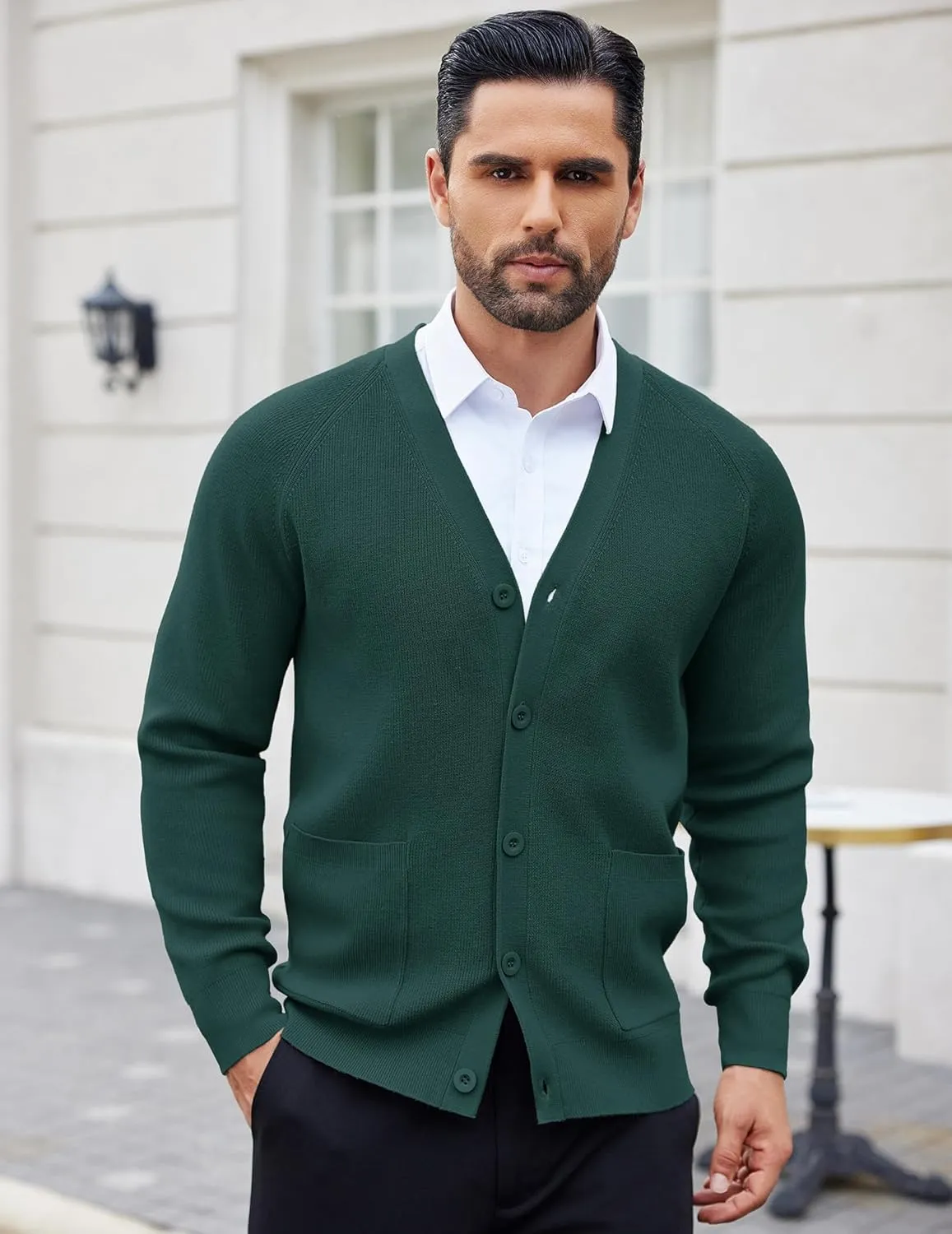COOFANDY Men's Cardigan Sweaters with Button Lightweight Casual V Neck Long Sleeve Pockets Knitted Sweater