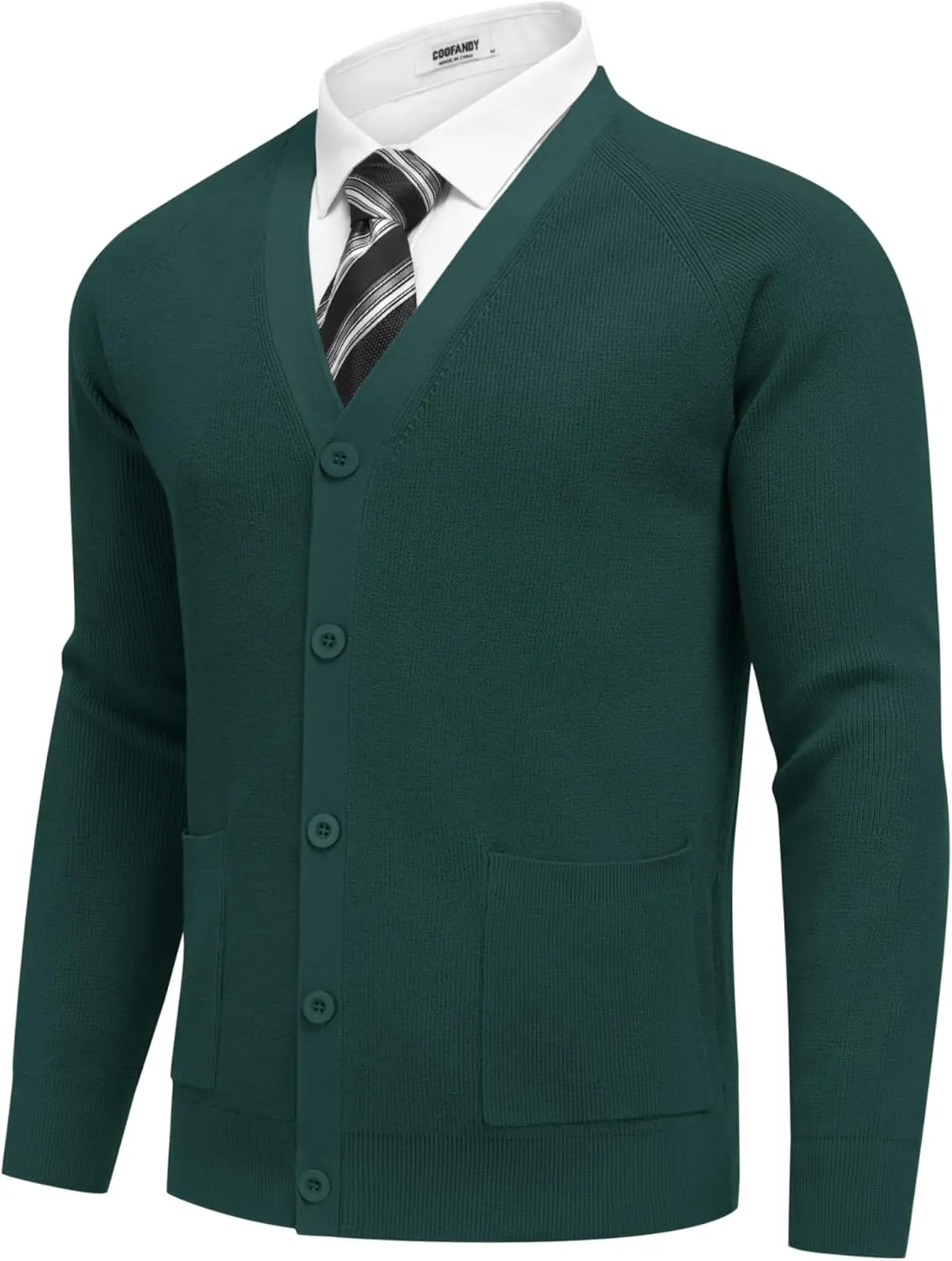 COOFANDY Men's Cardigan Sweaters with Button Lightweight Casual V Neck Long Sleeve Pockets Knitted Sweater