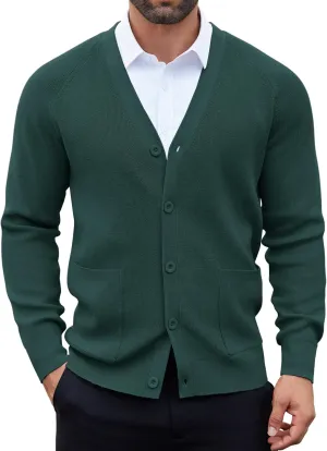 COOFANDY Men's Cardigan Sweaters with Button Lightweight Casual V Neck Long Sleeve Pockets Knitted Sweater