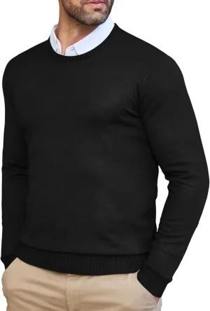 COOFANDY Men's Dress Crew Neck Sweater Lightweight Sweatshirts Knitted Pullover Casual Fashion Long Sleeve Sweater