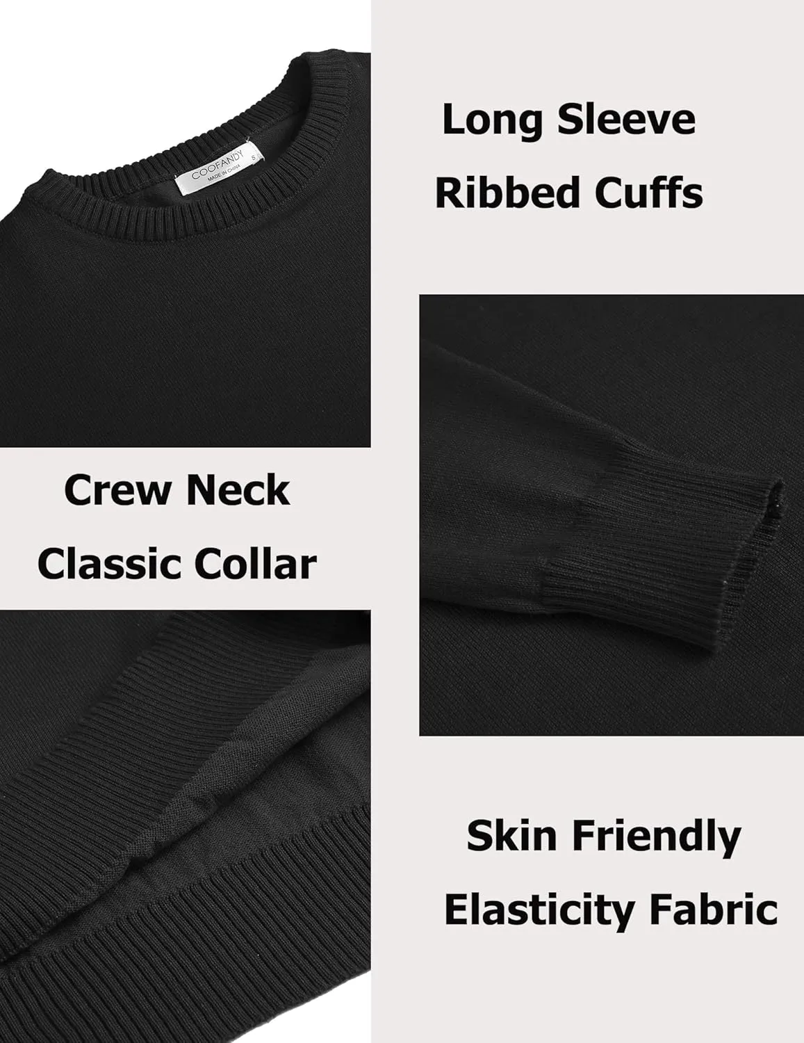COOFANDY Men's Dress Crew Neck Sweater Lightweight Sweatshirts Knitted Pullover Casual Fashion Long Sleeve Sweater