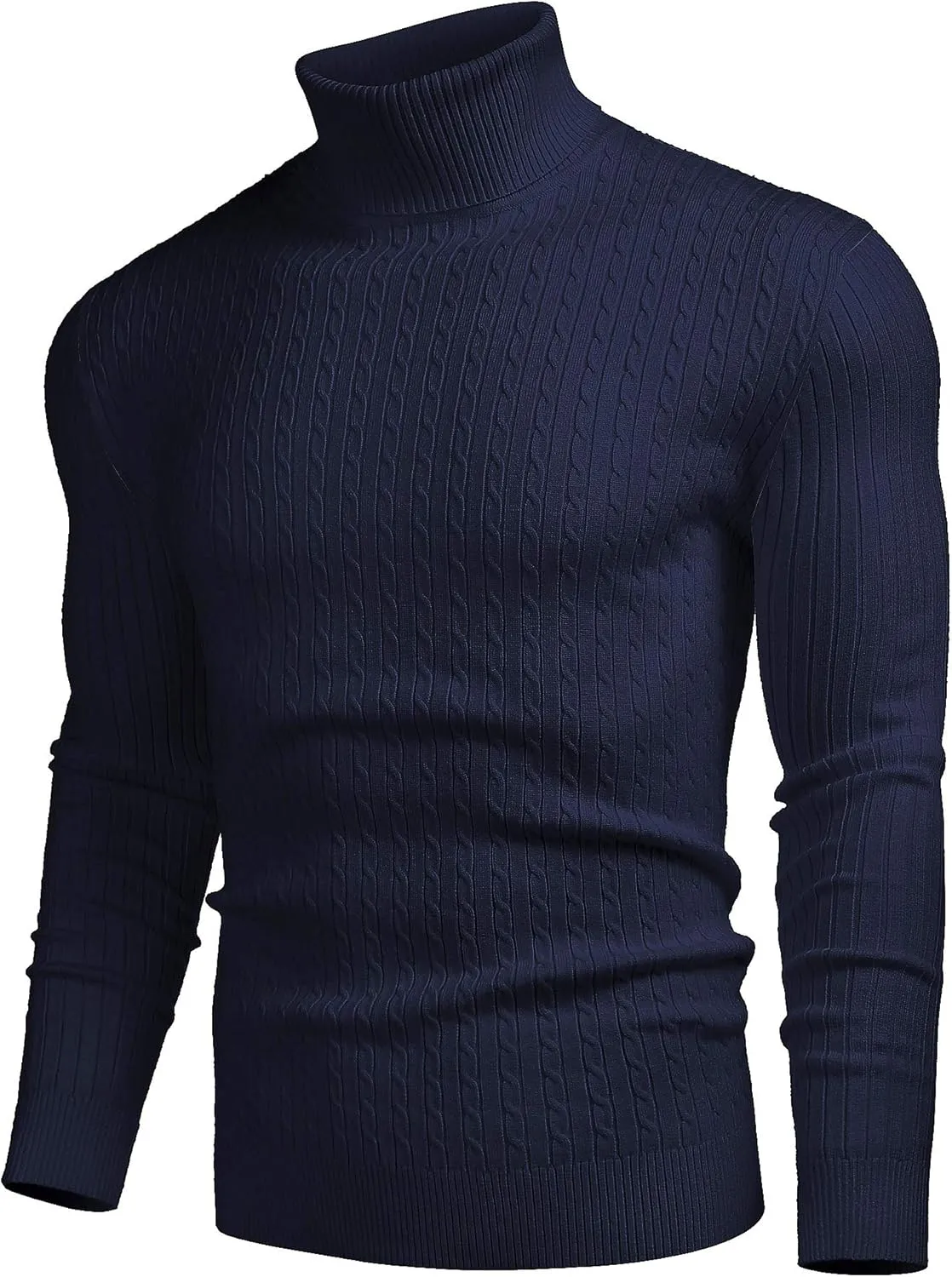 COOFANDY Men's Slim Fit Turtleneck Sweater Casual Twist Patterned Pullover Knitted Sweaters