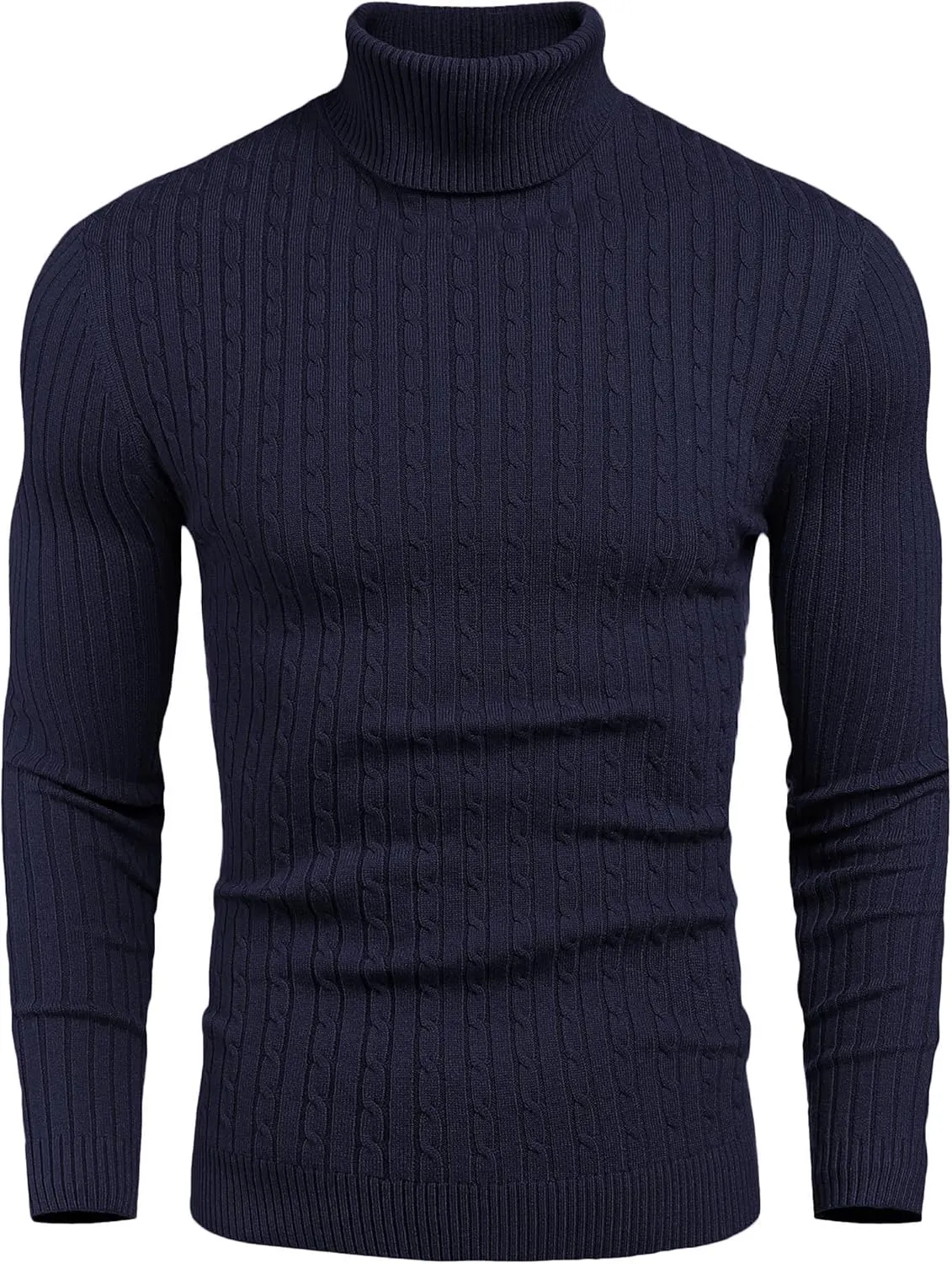 COOFANDY Men's Slim Fit Turtleneck Sweater Casual Twist Patterned Pullover Knitted Sweaters