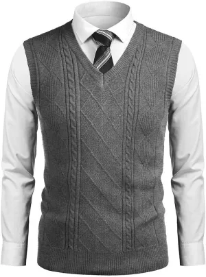COOFANDY Men's Sweater Vest V Neck Pullover Sweater Sleeveless Knit Casual Slim Fit Vest