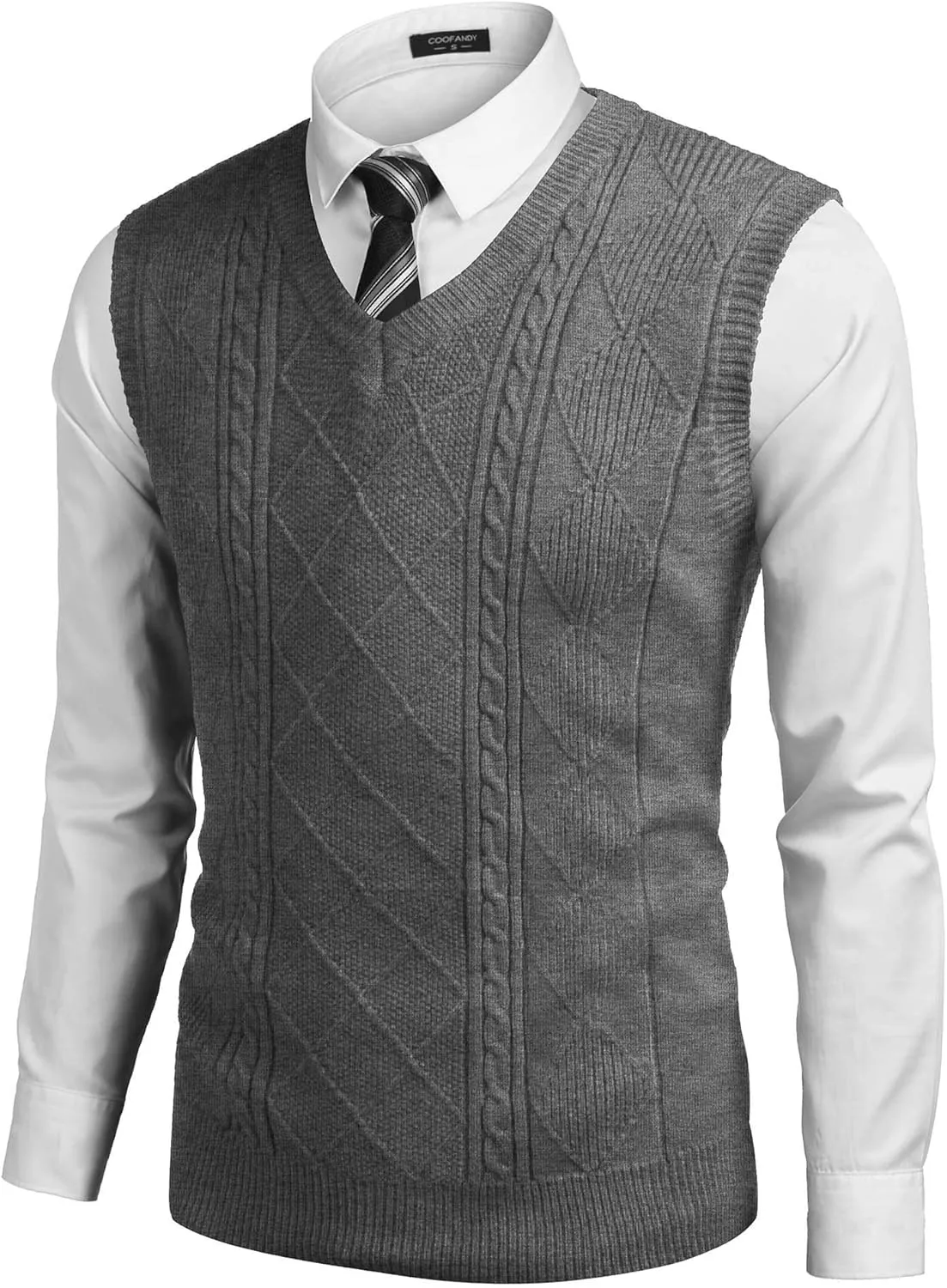 COOFANDY Men's Sweater Vest V Neck Pullover Sweater Sleeveless Knit Casual Slim Fit Vest