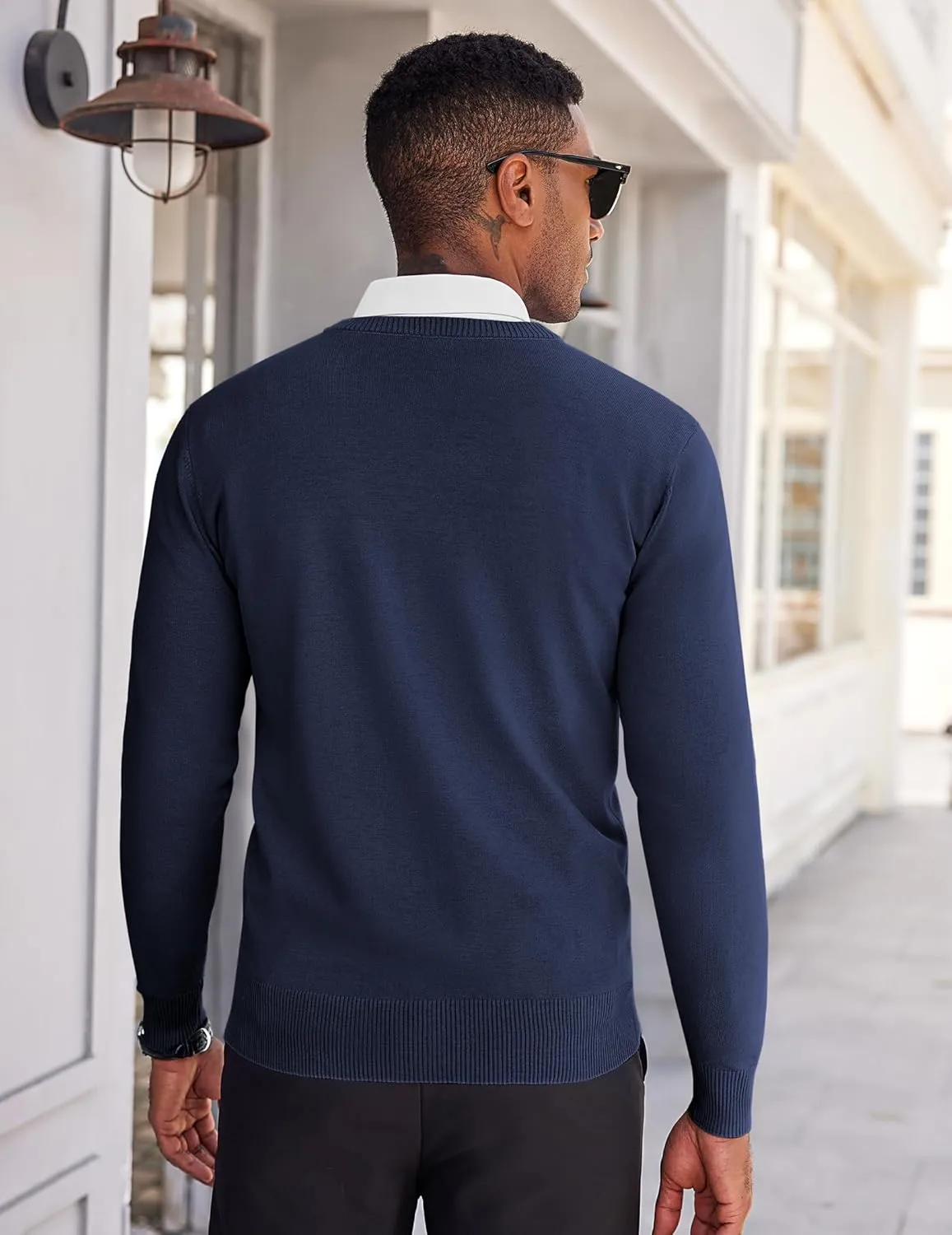 COOFANDY Men's V Neck Pullover Sweater Slim Fit Casual Dress Sweater Lightweight Knitted Sweaters