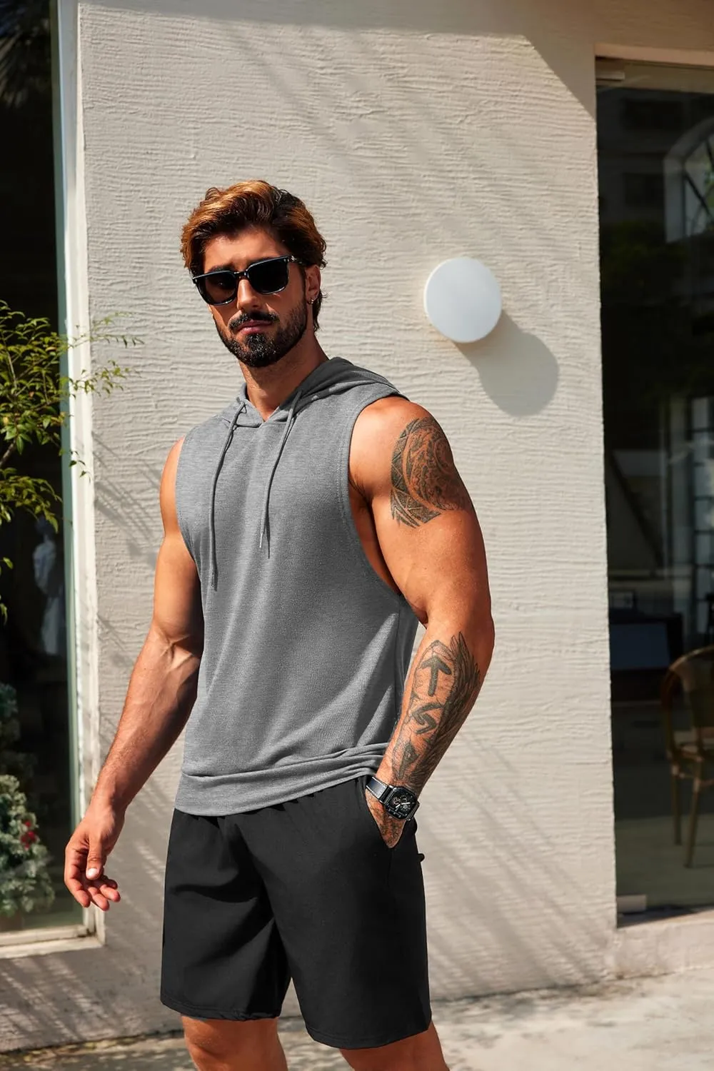 COOFANDY Sleeveless Hoodies for Men Workout Hooded Tank Tops Muscle Cut Off Shirts Bodybuilding Gym Shirt