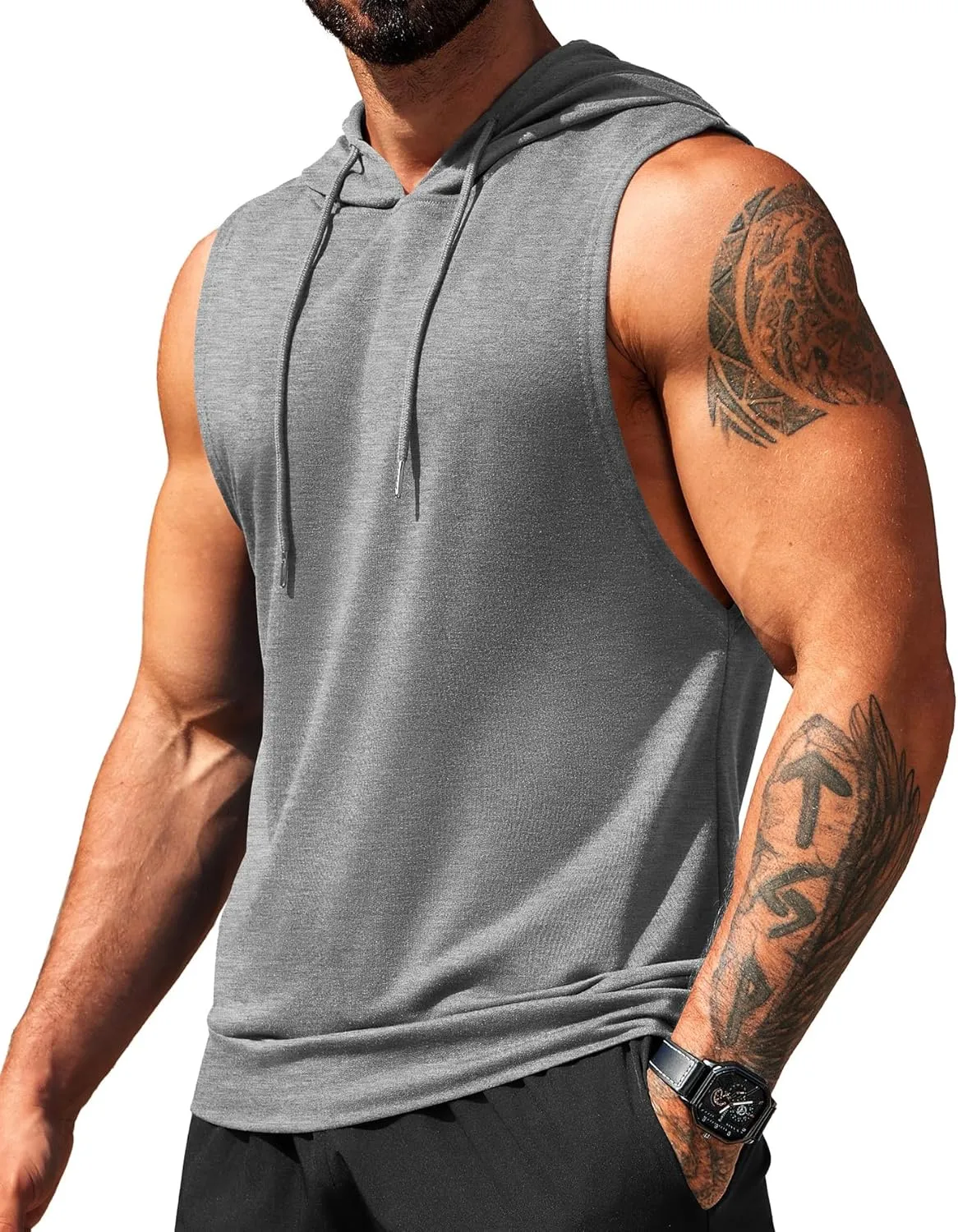 COOFANDY Sleeveless Hoodies for Men Workout Hooded Tank Tops Muscle Cut Off Shirts Bodybuilding Gym Shirt