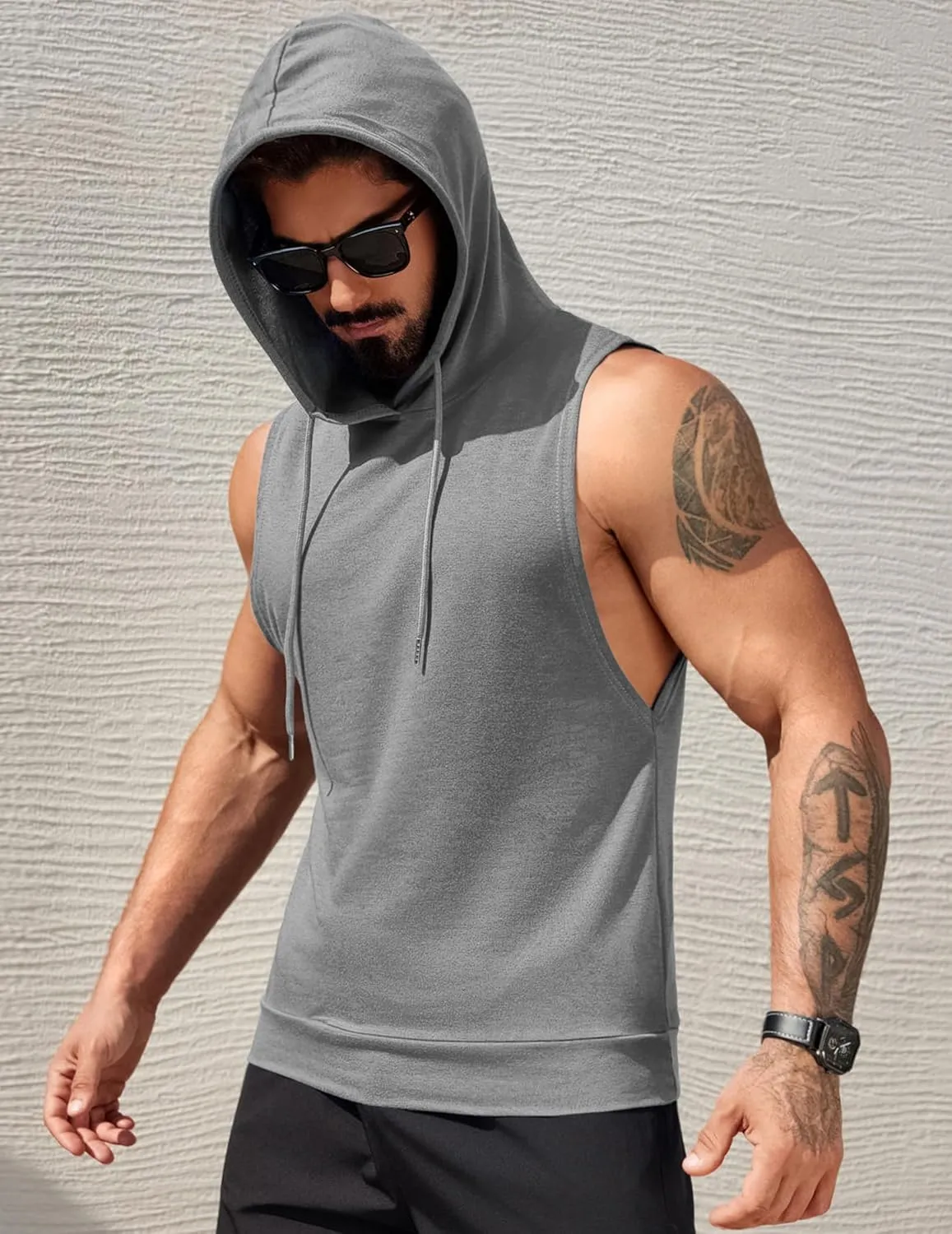 COOFANDY Sleeveless Hoodies for Men Workout Hooded Tank Tops Muscle Cut Off Shirts Bodybuilding Gym Shirt