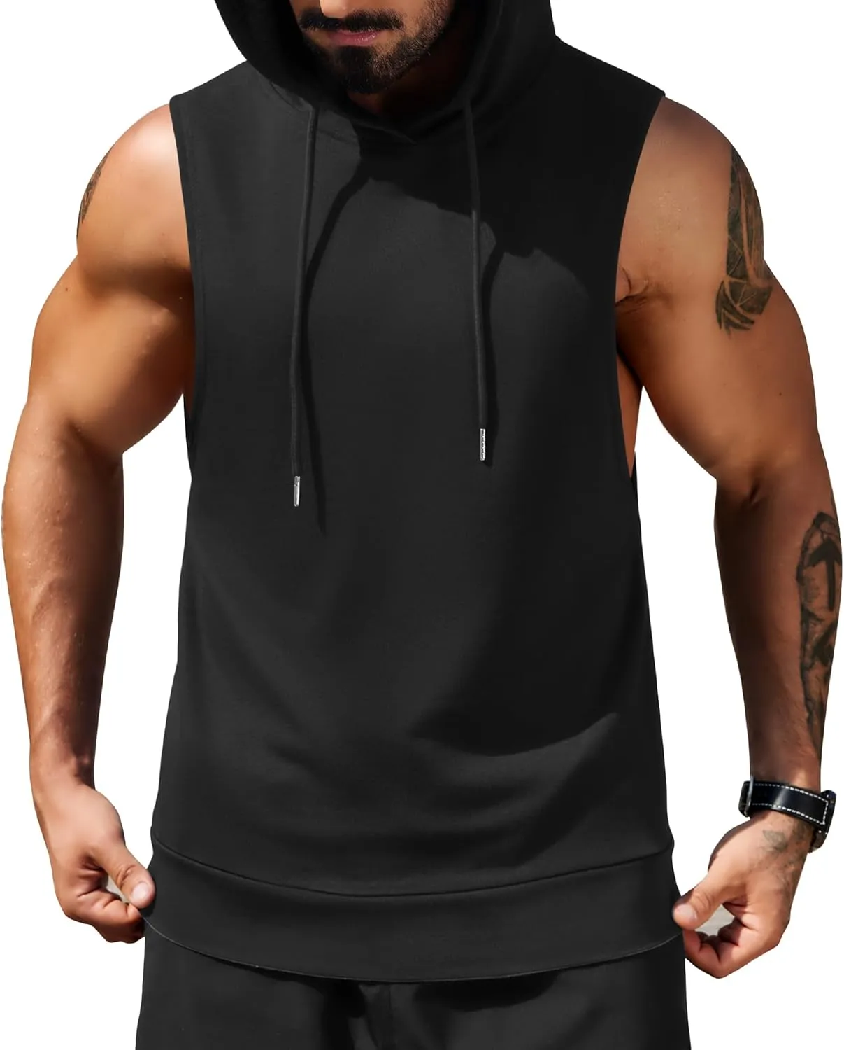 COOFANDY Sleeveless Hoodies for Men Workout Hooded Tank Tops Muscle Cut Off Shirts Bodybuilding Gym Shirt