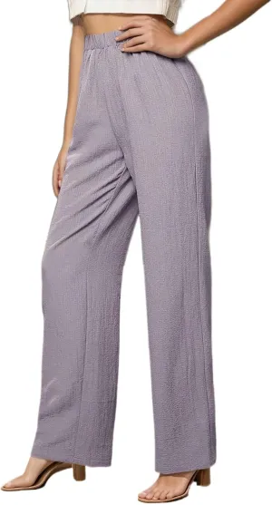 Cotton Linen Palazzo Pants for Women Solid High Elastic Waist Wide Leg Long Trousers Flowy Summer Beach Pants