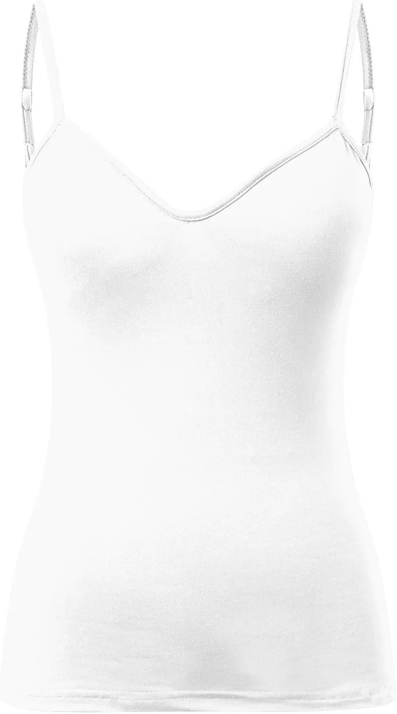 Cotton Shelf Bra Tank Tops for Women Adjustable Spaghetti Strap Camisole with Built in Bra Summer Cami Shirt 2 Pack
