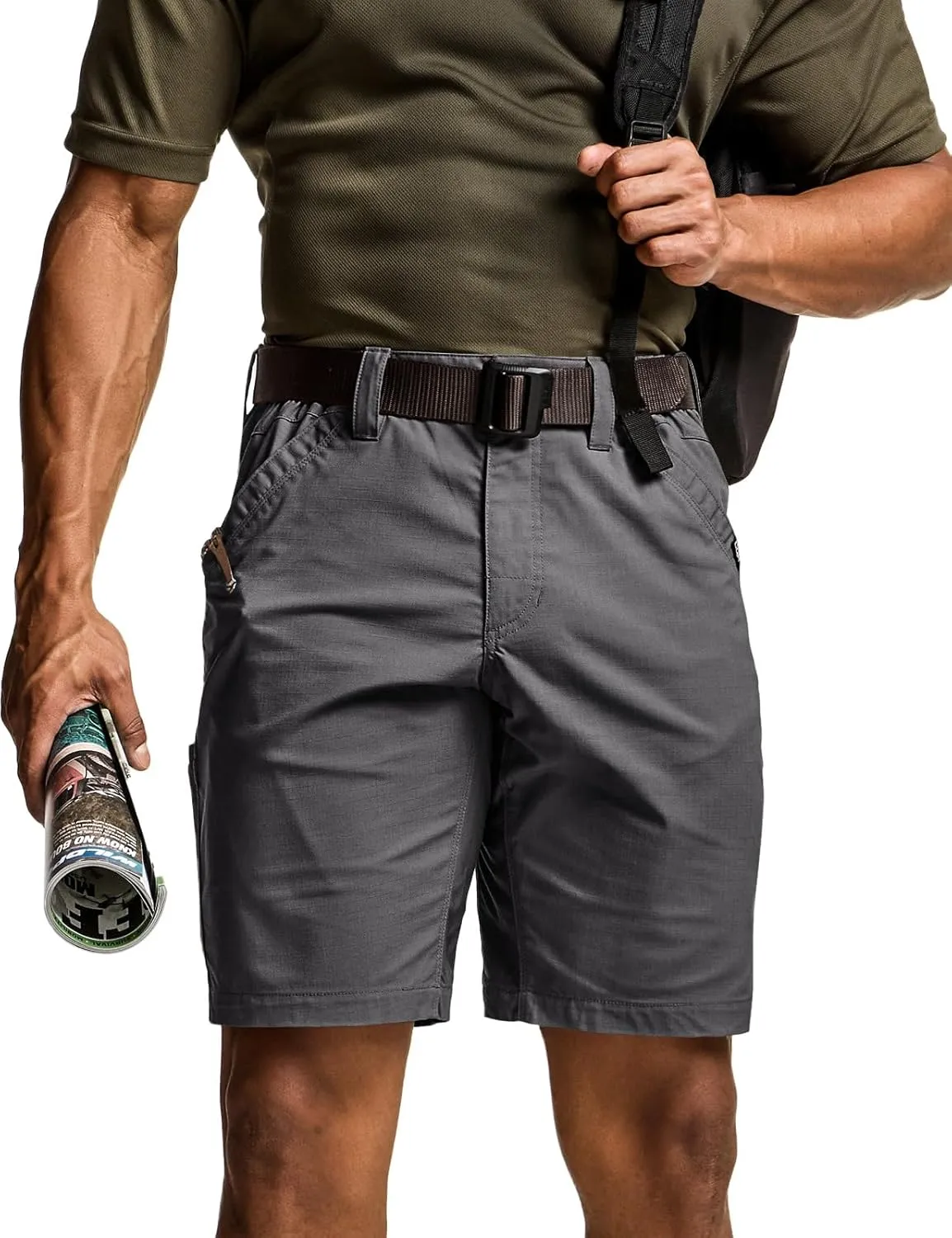 CQR Men's Flex Casual Cargo Shorts, Lightweight Water Resistant Golf Shorts, Stretch Tactical Work Shorts with Multi-Pocket
