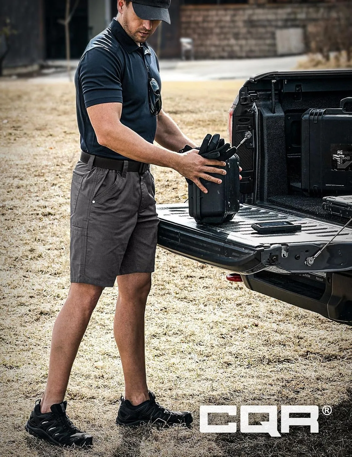 CQR Men's Flex Casual Cargo Shorts, Lightweight Water Resistant Golf Shorts, Stretch Tactical Work Shorts with Multi-Pocket