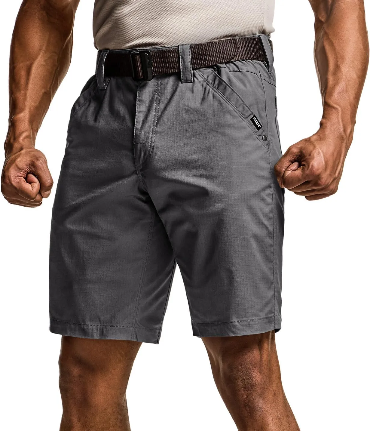 CQR Men's Flex Casual Cargo Shorts, Lightweight Water Resistant Golf Shorts, Stretch Tactical Work Shorts with Multi-Pocket
