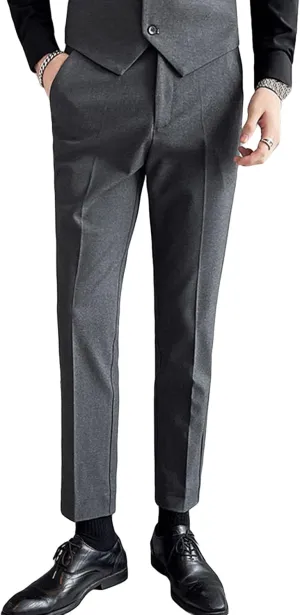 DGHM-JLMY Men's Business Slim Tapered Trousers Wedding Stretch Solid Slim Fit Dress Pant Wrinkle Resistant Pant