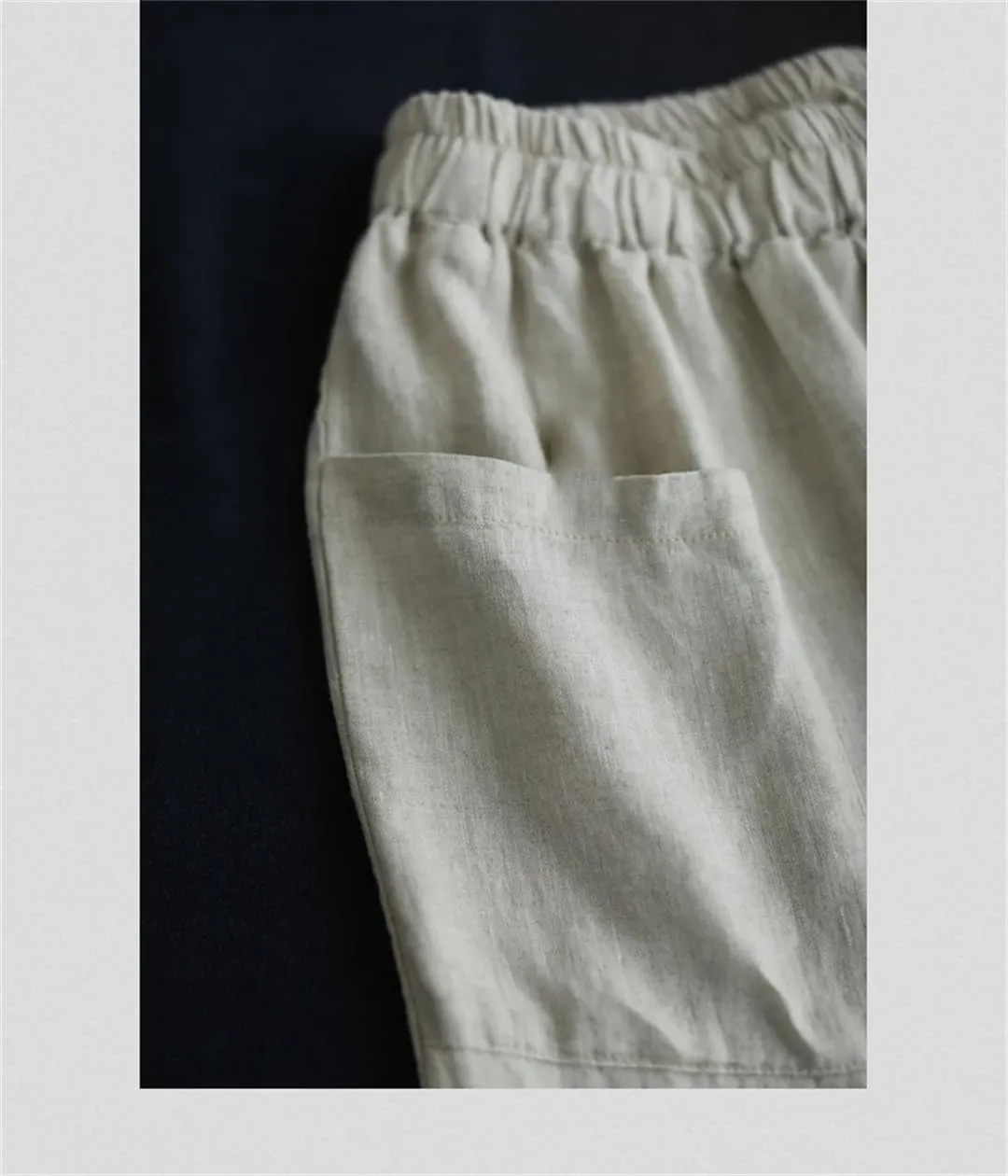 Dndrdhfb Women's Cotton Wide Leg Pants Casual High Waist Ankle Length Harem Pants with Pockets
