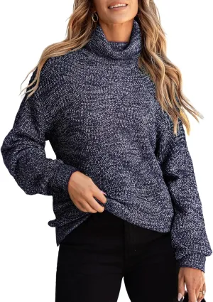 Dokotoo Womens 2024 Winter Oversized Sweaters Long Sleeve Turtleneck High Neck Sweater Chunky Pullover Jumper Outwear