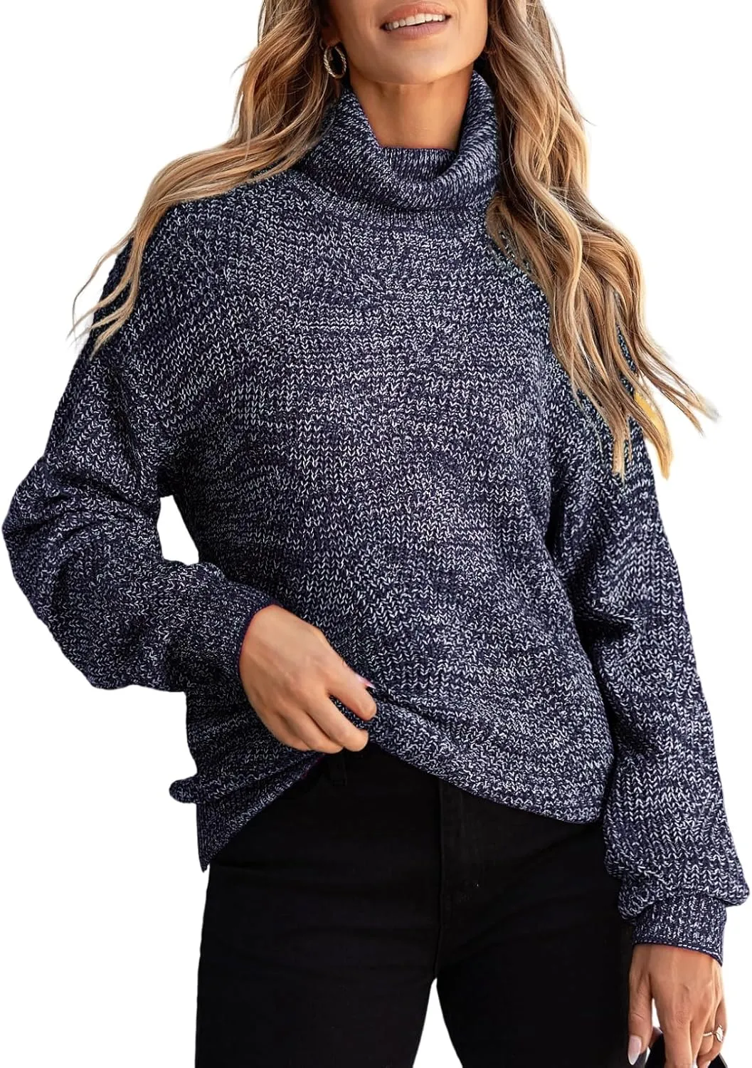 Dokotoo Womens 2024 Winter Oversized Sweaters Long Sleeve Turtleneck High Neck Sweater Chunky Pullover Jumper Outwear