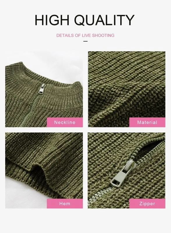 Dokotoo Womens Sweaters Long Sleeve 1/4 Zip Pullover Polo V Neck Dressy Casual Tops