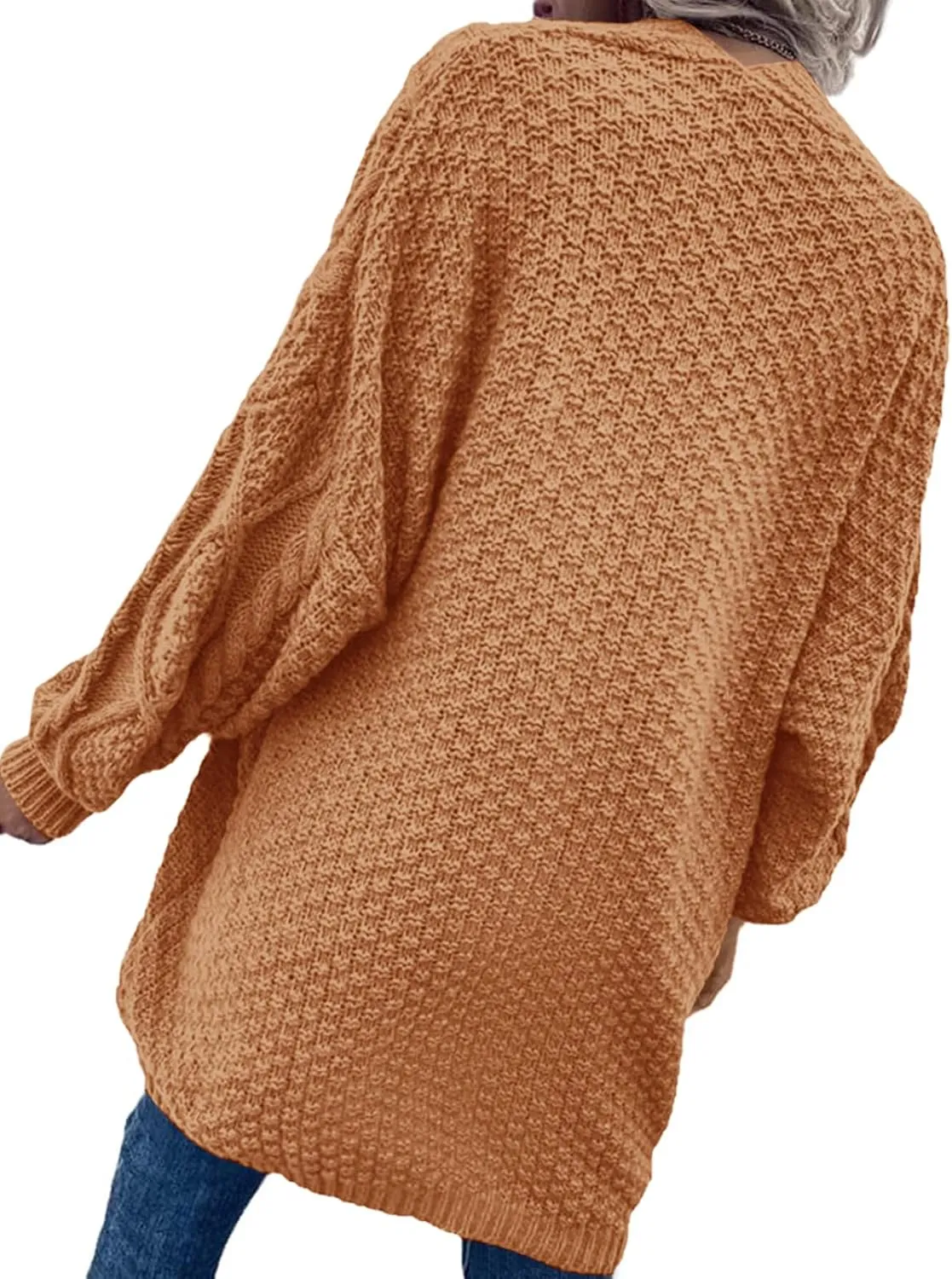 Dyexces Womens Oversized Cardigan Sweaters Open Front Cable Knit Lantern Long Sleeve Chunky Outwear Coats
