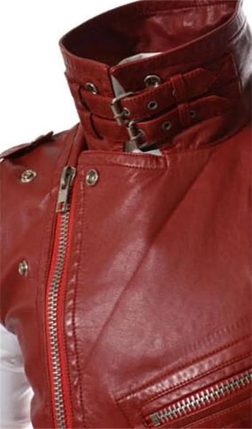ERTG Men's Leather Vest Korean Version Slim Fit Multi Zip Lapel Short Leather Coat Work Coats for Men Big And Tall