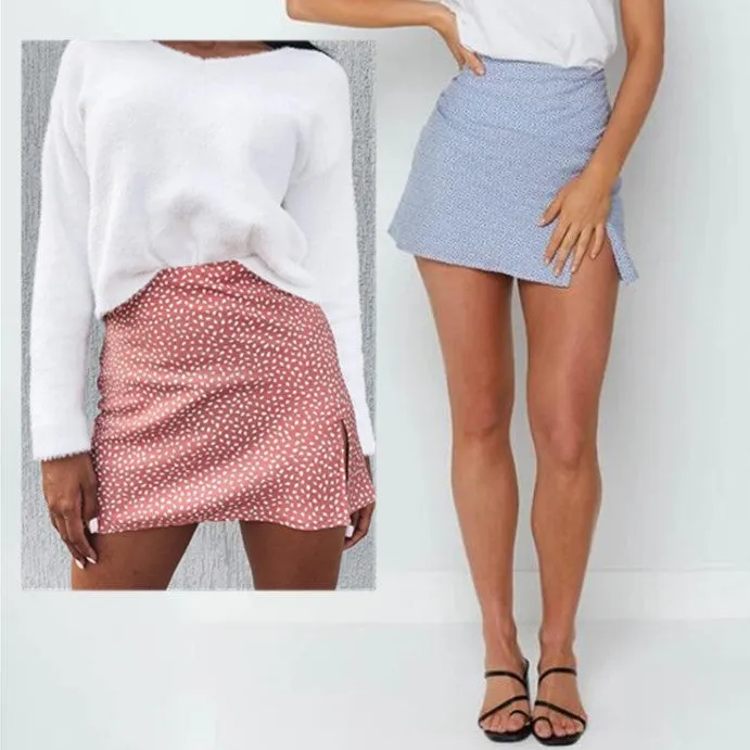 Europe Fresh Looking Floral Splitted Hip Flattering Women Skirt