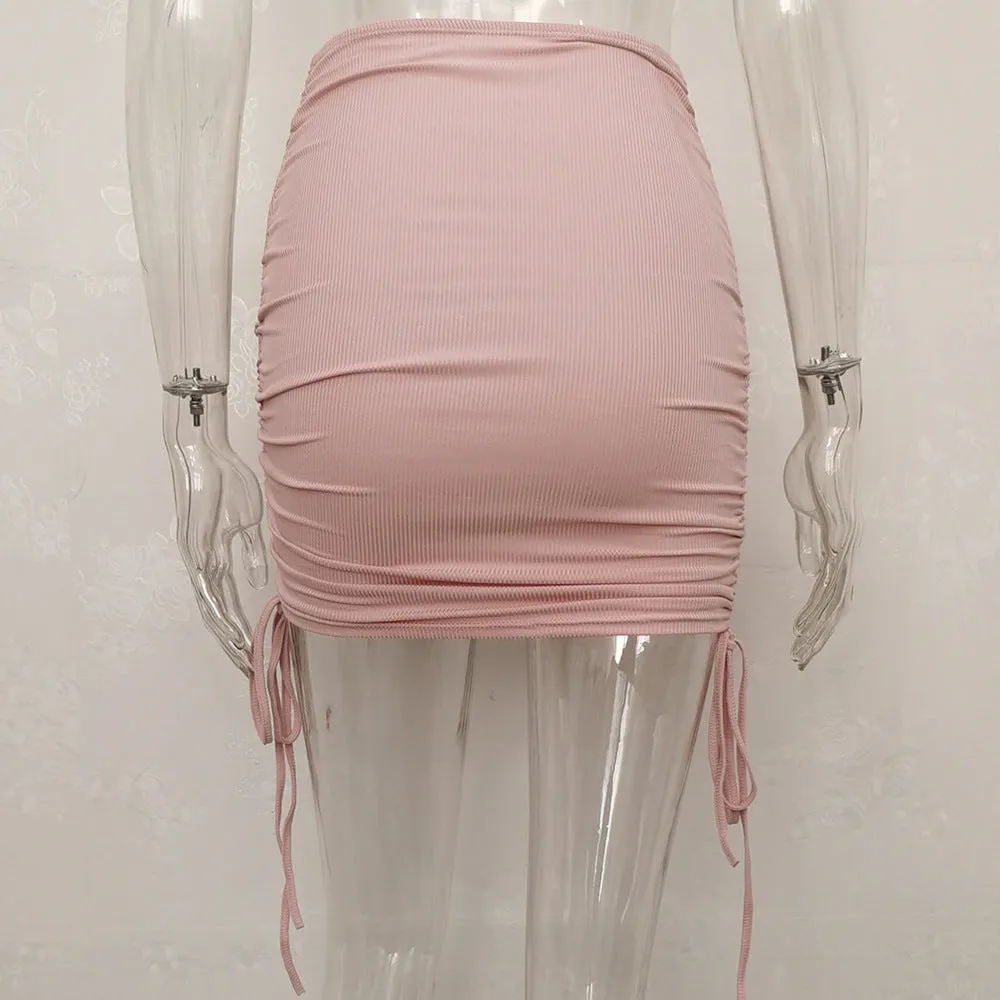 Europe ins Knitted Drawstring All-Matching Hip Flattering Skirt Women Skirt