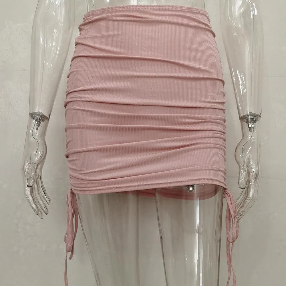 Europe ins Knitted Drawstring All-Matching Hip Flattering Skirt Women Skirt