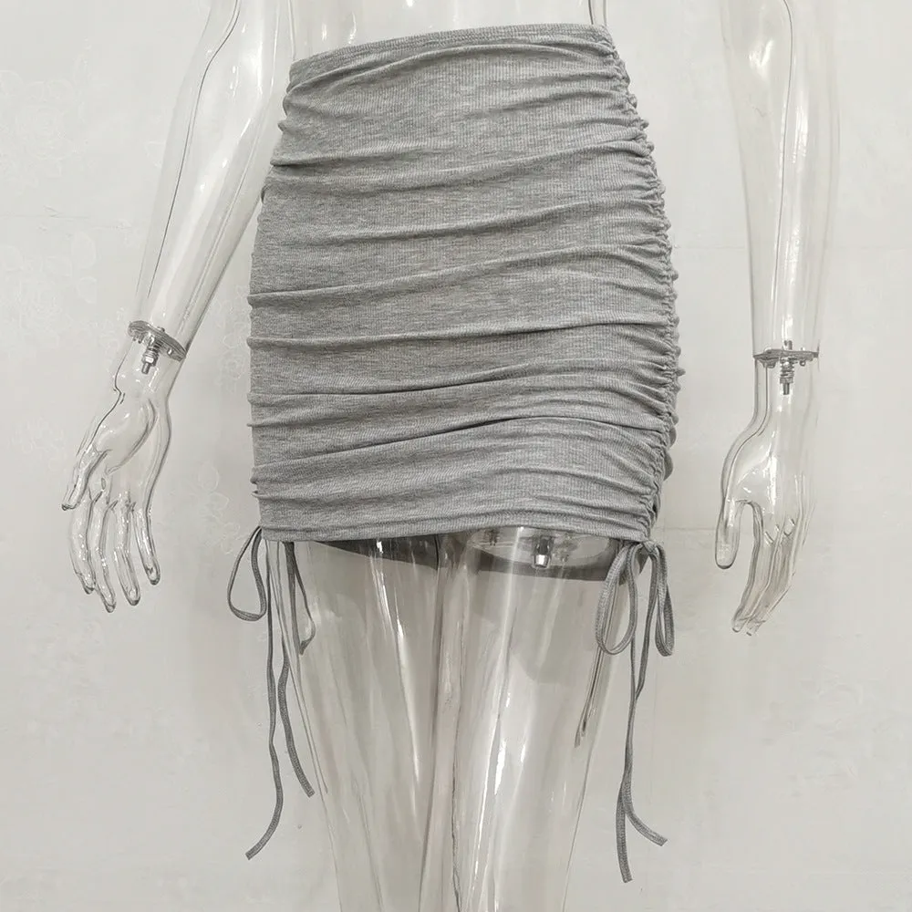 Europe ins Knitted Drawstring All-Matching Hip Flattering Skirt Women Skirt