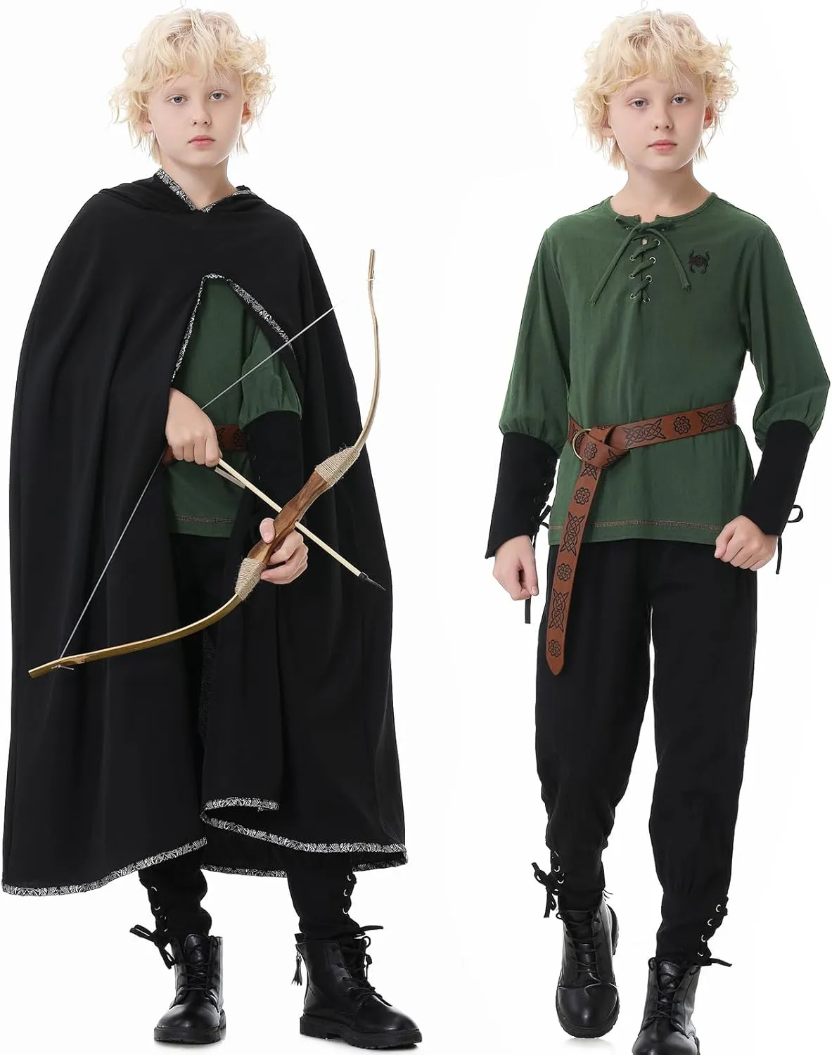 Ezuwail Boys Renaissance Costumes Outfit Kids Medieval Viking Costume Sets for Halloween, Ren Fair