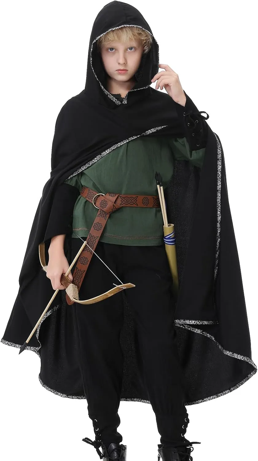 Ezuwail Boys Renaissance Costumes Outfit Kids Medieval Viking Costume Sets for Halloween, Ren Fair