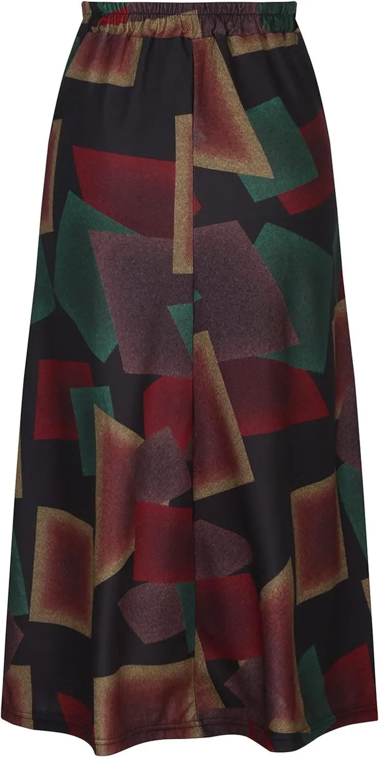 Fall Skirts for Women 2024 Long Length Casual Maxi Skirts Floral Print Plaid Beach Party Holiday Boho Skirt
