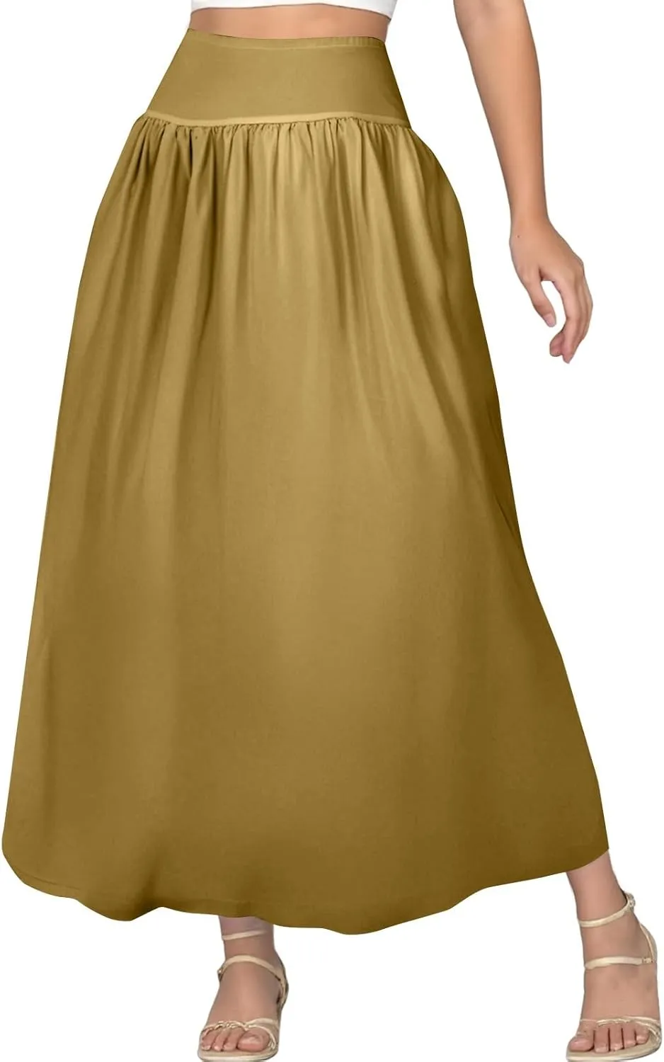 fanmpghleoo Bubble Maxi Skirts for Women Cute Elastic High Waisted Skirts Summer Y2k Casual Balloon Ruffle A Line Long Skirt