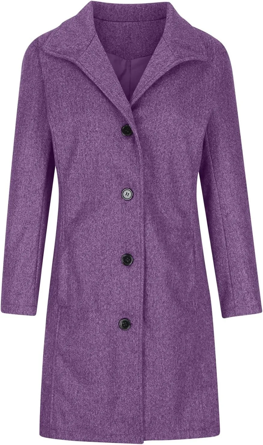 fartey Womens Winter Wool Trench Coat Oversized Single Breast Notched Collar Overcoats Thicken Warm Office Pea Coat Jackets