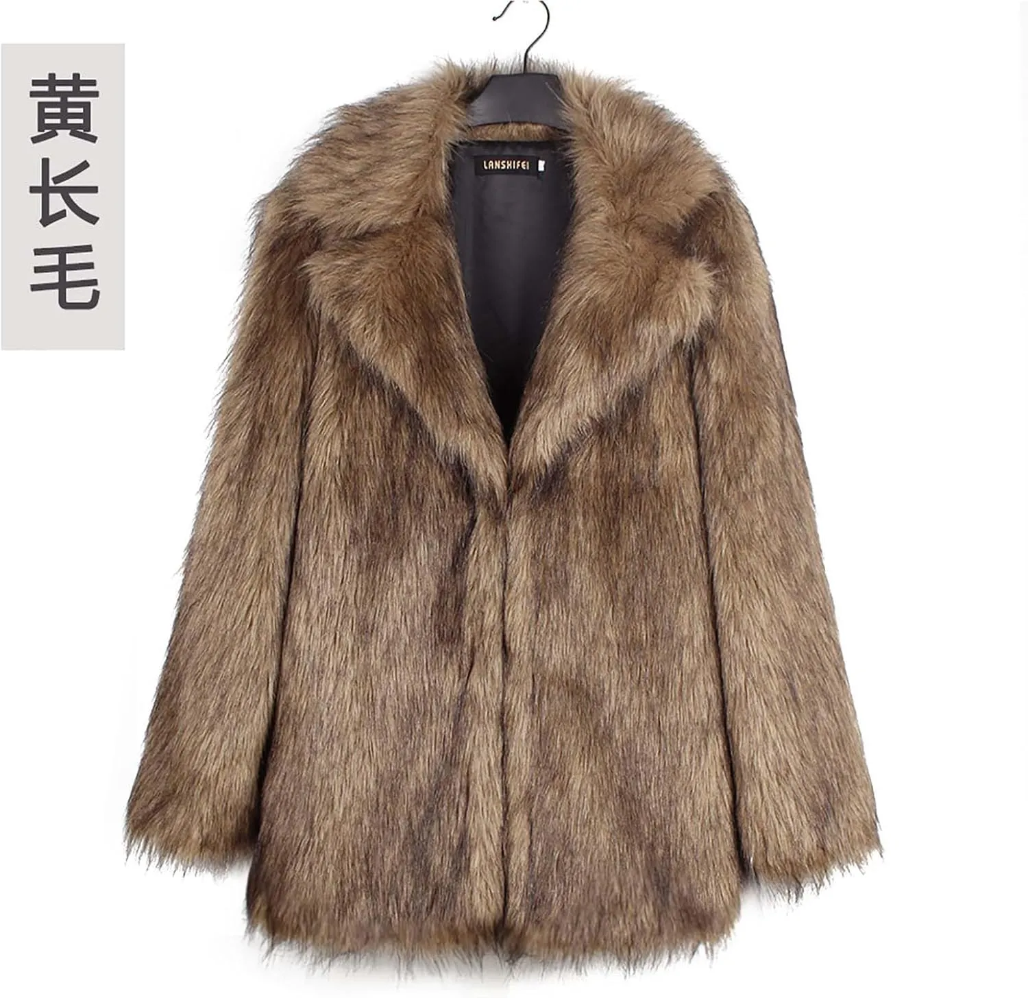 Faux Fur Winter Long Coats Women Warm Lapel Faux Fur Fuzzy Coat Jacket Overcoat Fashion Open Front Cardigan Outerwear