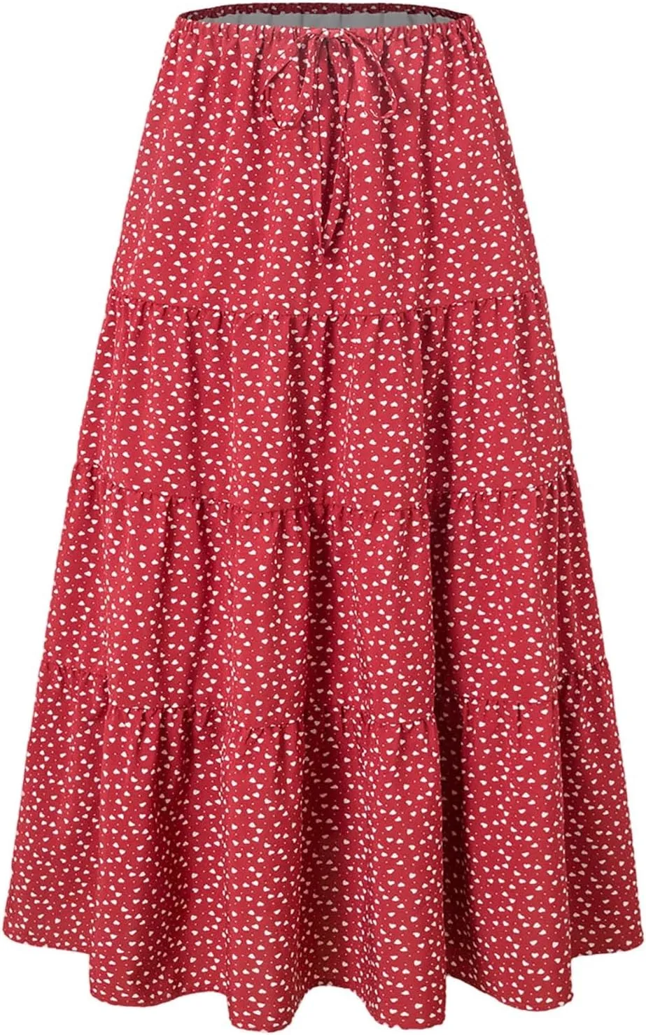 Floral Maxi Skirts for Women Flowy Boho Pleated A-Line Summer Beach Elastic Waist Splicing Swing Long Skirts