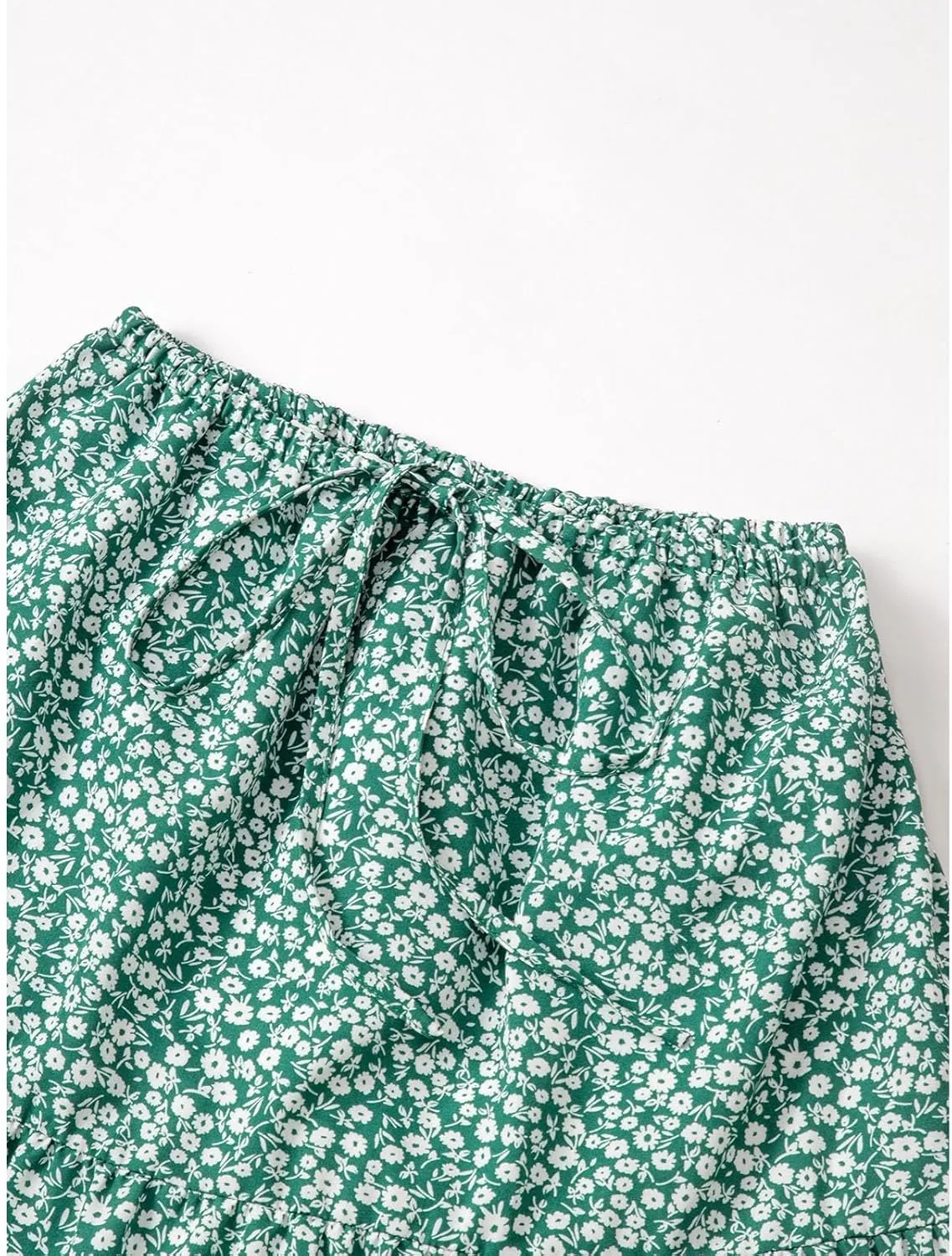 Floral Maxi Skirts for Women Flowy Boho Pleated A-Line Summer Beach Elastic Waist Splicing Swing Long Skirts