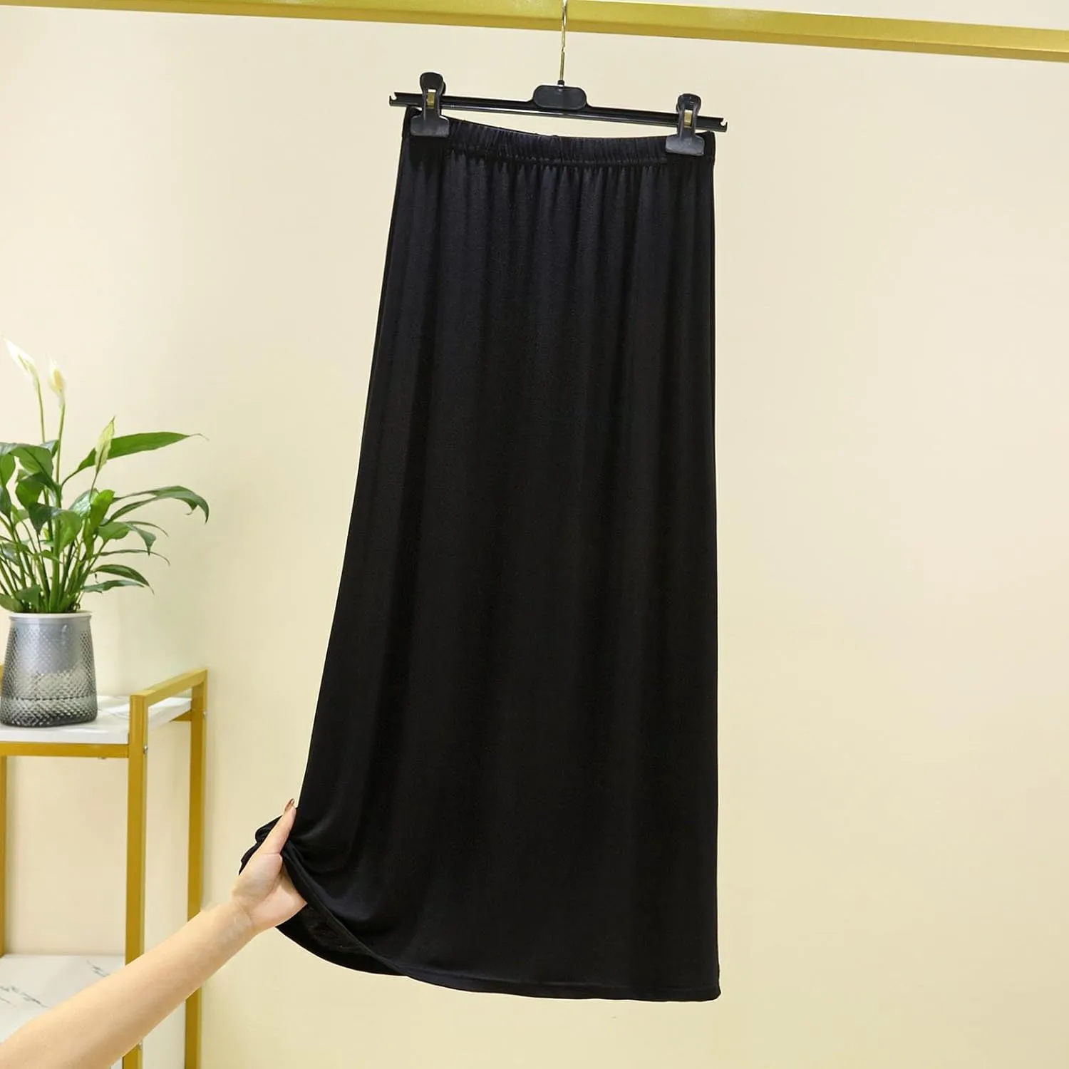 Flowy Maxi Long Skirt for Women Split Front High Waisted Midi Skirts Casual Elastic A Line Skirt Knee Length Skirts