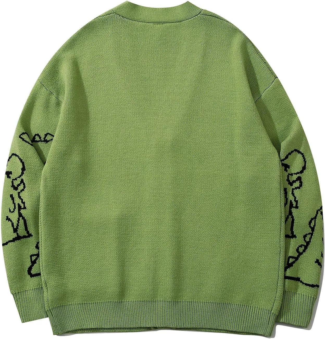 Flygo Mens Dinosaur Sweater Oversized Knitted Cartoon Button Down Sweater Cardigan