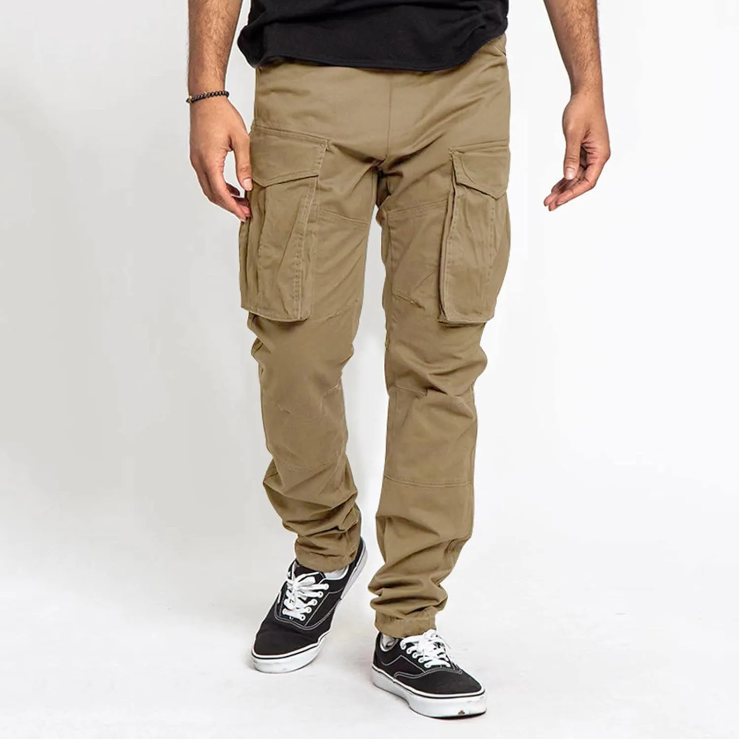GIERIDUC Men's Casual Cargo Pants Joggers Hiking Sweatpants Chinos Track Pants Elastic Waist Work Pants with Multi-Pockets