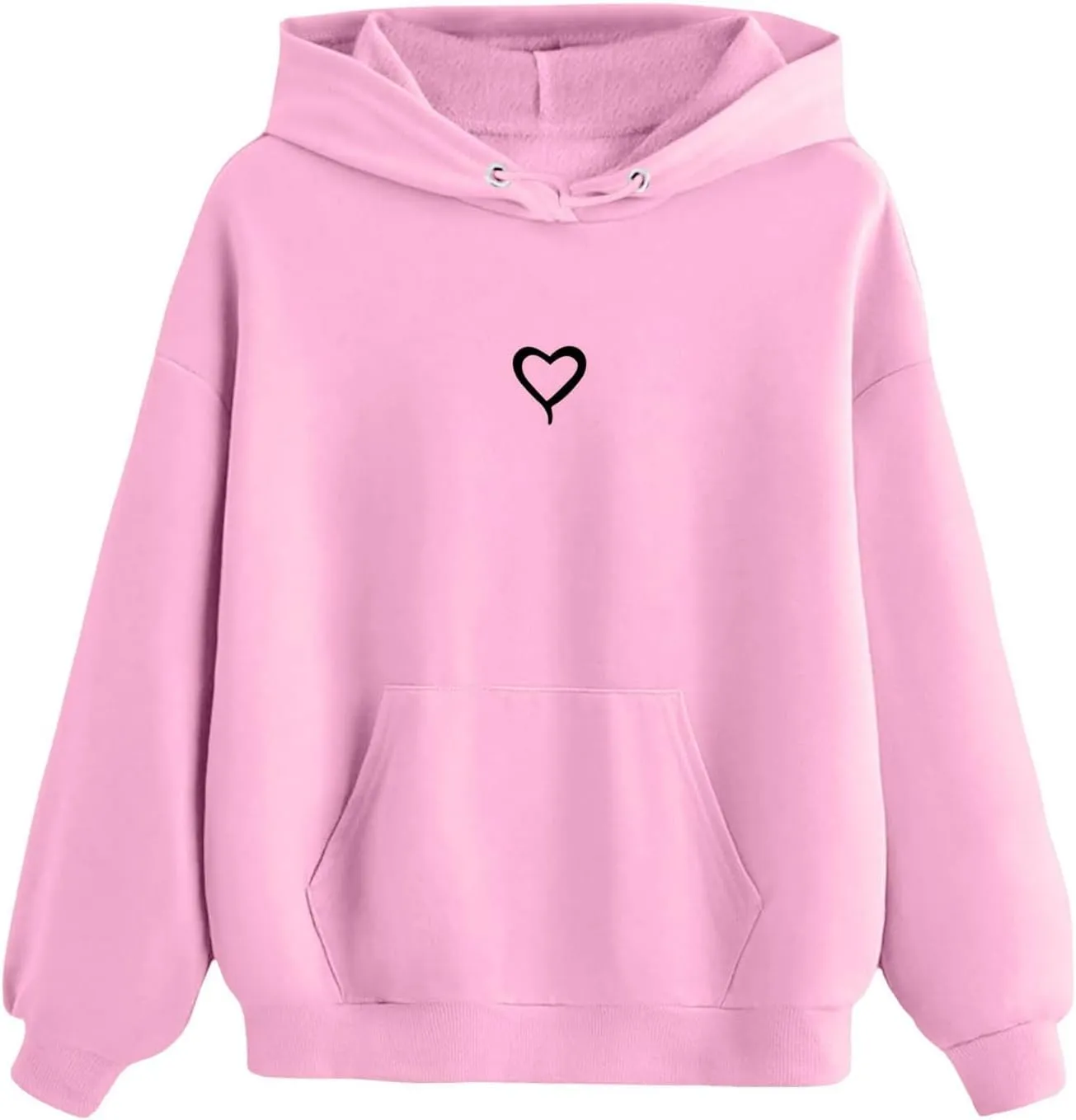 Girls Heart Graphic Print Girls Casual Long Sleeve Hoodies Cute Oversized Fleece Thermal Sweatshirt Tops With Pockets