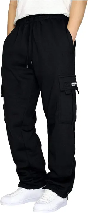 GOFULY Men Cargo Pants with Pockets Stretch Drawstring Elastic Waist Sweatpants Tall Regular Fit Pants Tall Joggers Trousers