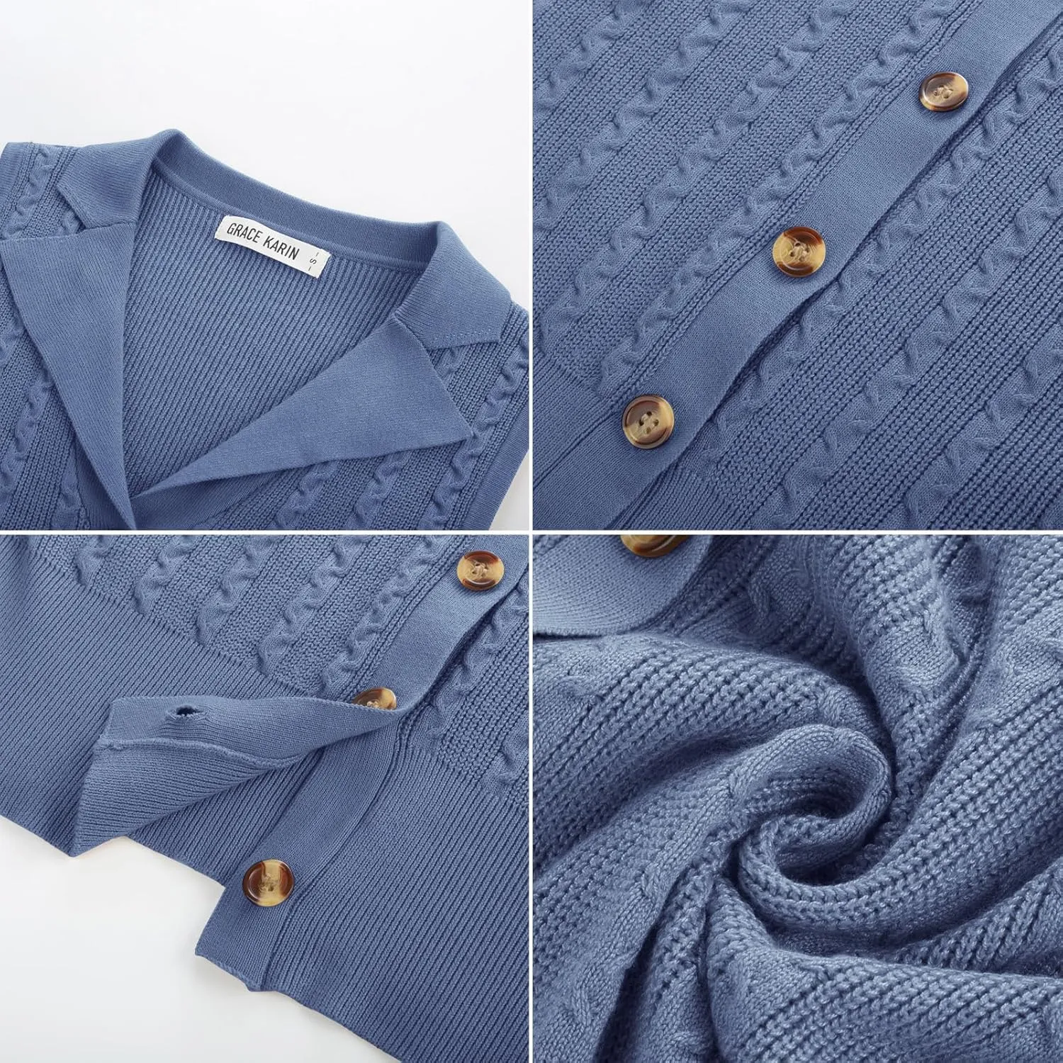 GRACE KARIN Sweater Vest Women Summer Sleeveless Knit Cardigans V Neck Collared Lightweight Button Down Sweaters Tops
