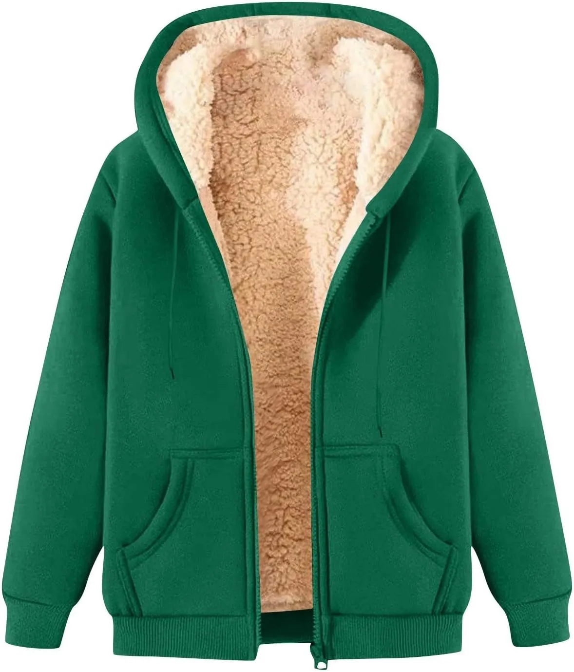 Heated Jackets for Women Zip Up Long Sleeve Hoodies with Pockets Fleece Sherpa Lined Fall Winter Coats
