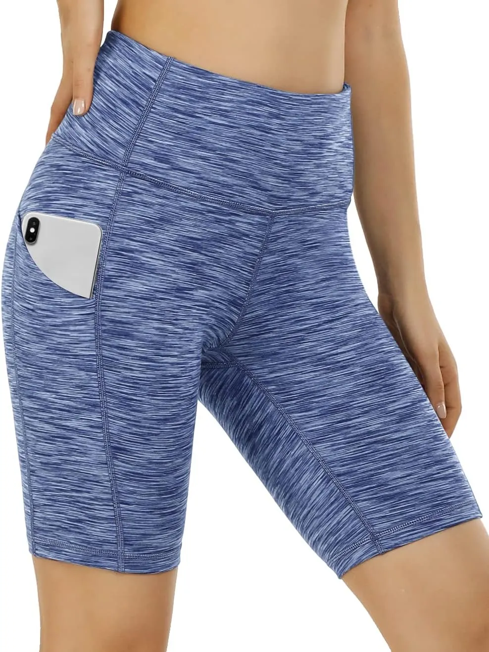 Heathyoga 8" Biker Shorts Women with 3 Pockets Tummy Control Workout Shorts Women Atheltic Spandex Shorts for Yoga Gym